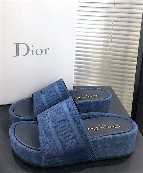 dior embroidered slides|christian dior slides navy blue.